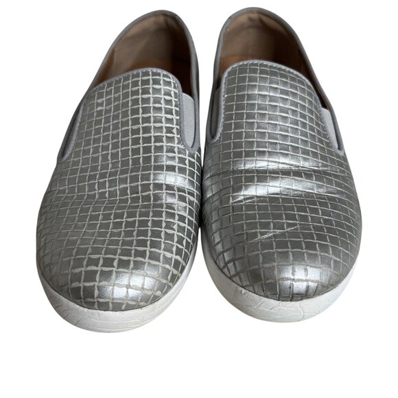 Fitflop Womens Silver Slip-On Sneakers Size 8 Croc Embossed - Picture 4 of 6
